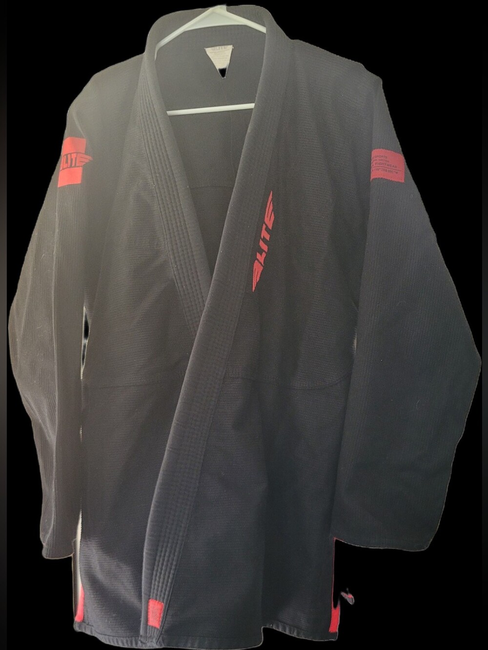 Elite Men's Black Jiu-Jitsu Gi Jacket with Red Logo Accents